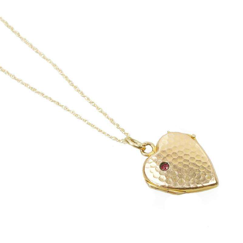 Rose Gold Heart Locket with a Garnet