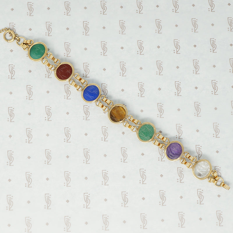 gold filled and hardstone scarab bracelet back