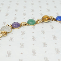 gold filled and hardstone scarab bracelet close up