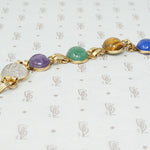 gold filled and hardstone scarab bracelet close up