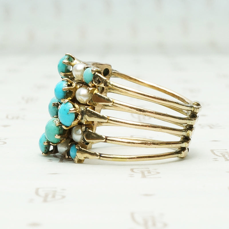 Turquoise and Pearl Harem Ring