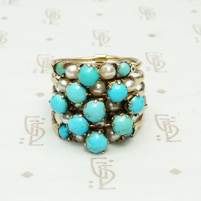 Turquoise and Pearl Harem Ring