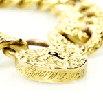 Victorian 15k Yellow gold Repoussé Heart Lock Bracelet