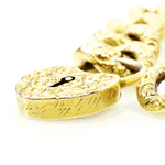 Victorian 15k Yellow gold Repoussé Heart Lock Bracelet