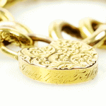 Victorian 15k Yellow gold Repoussé Heart Lock Bracelet