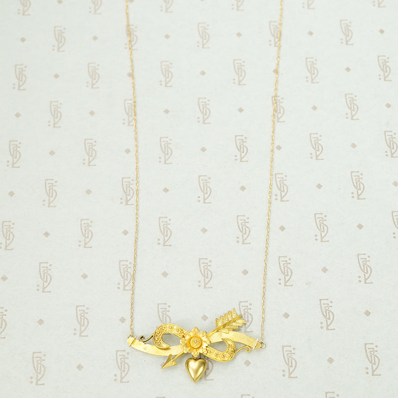 An Arrow a Heart and a Posey Love Token Necklace