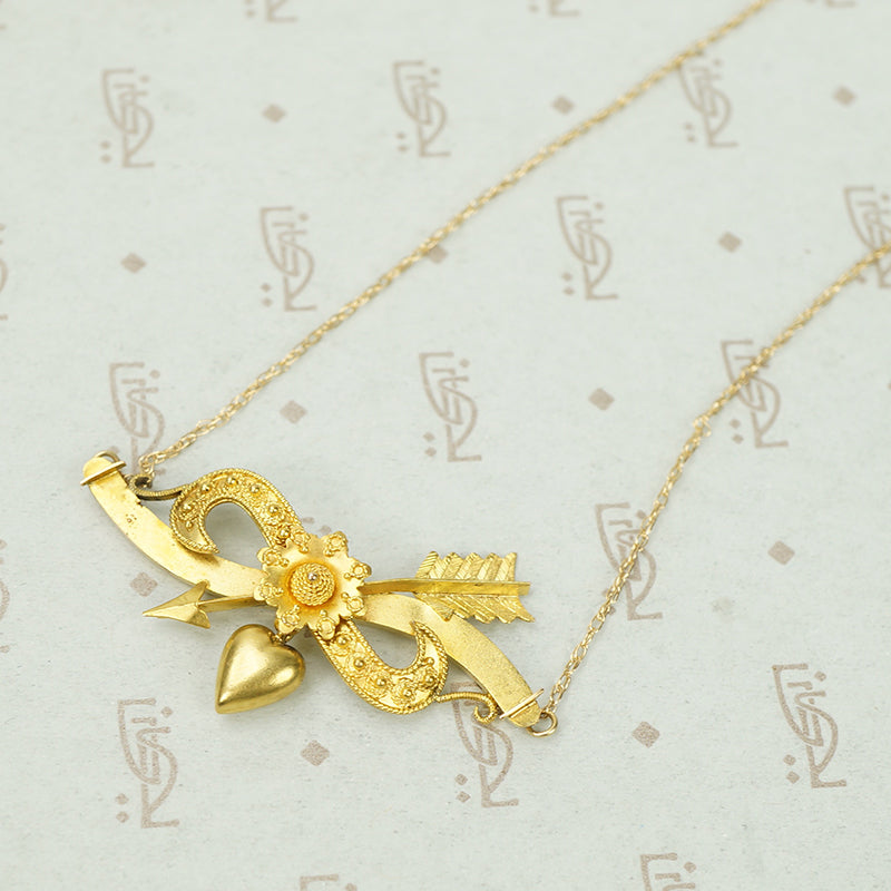 An Arrow a Heart and a Posey Love Token Necklace