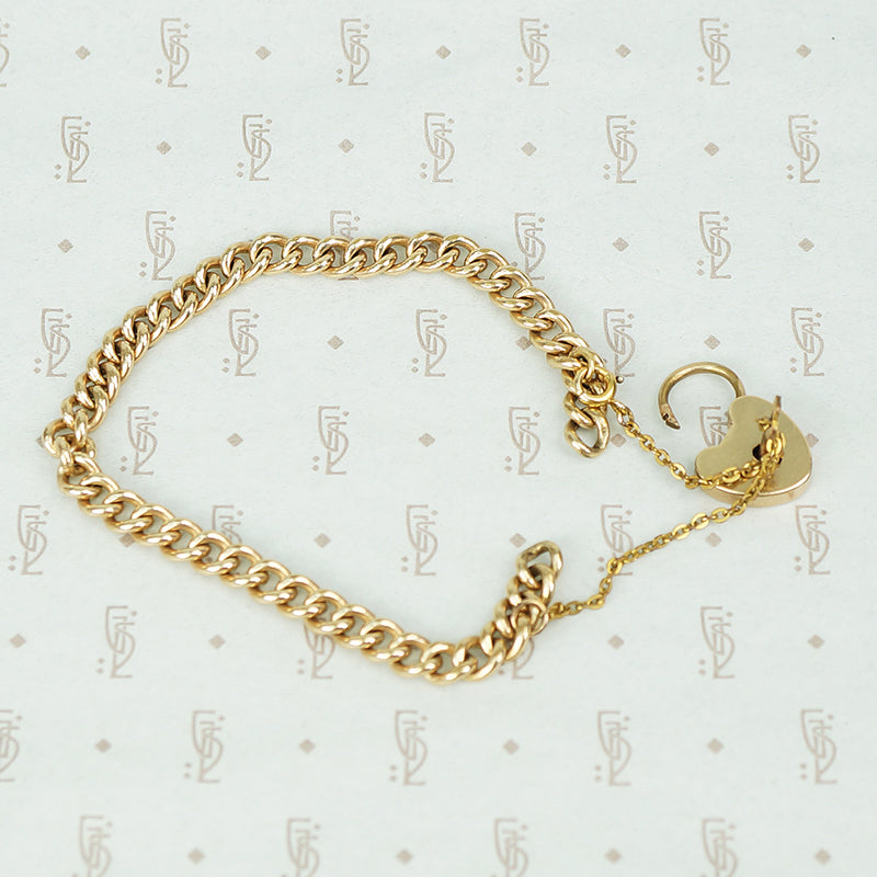 The 19th Century Curb Chain Heart Lock Bracelet