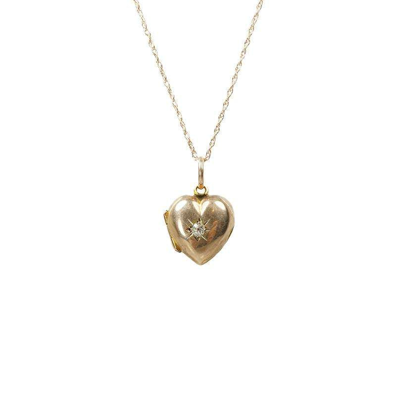 Perfect Rose Gold Puffy Heart Locket set with a Diamond