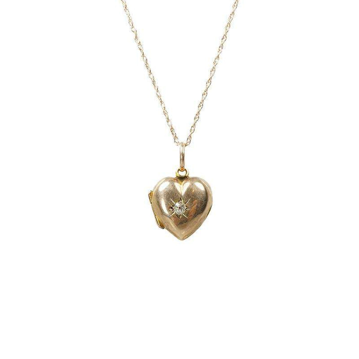 Perfect Rose Gold Puffy Heart Locket set with a Diamond