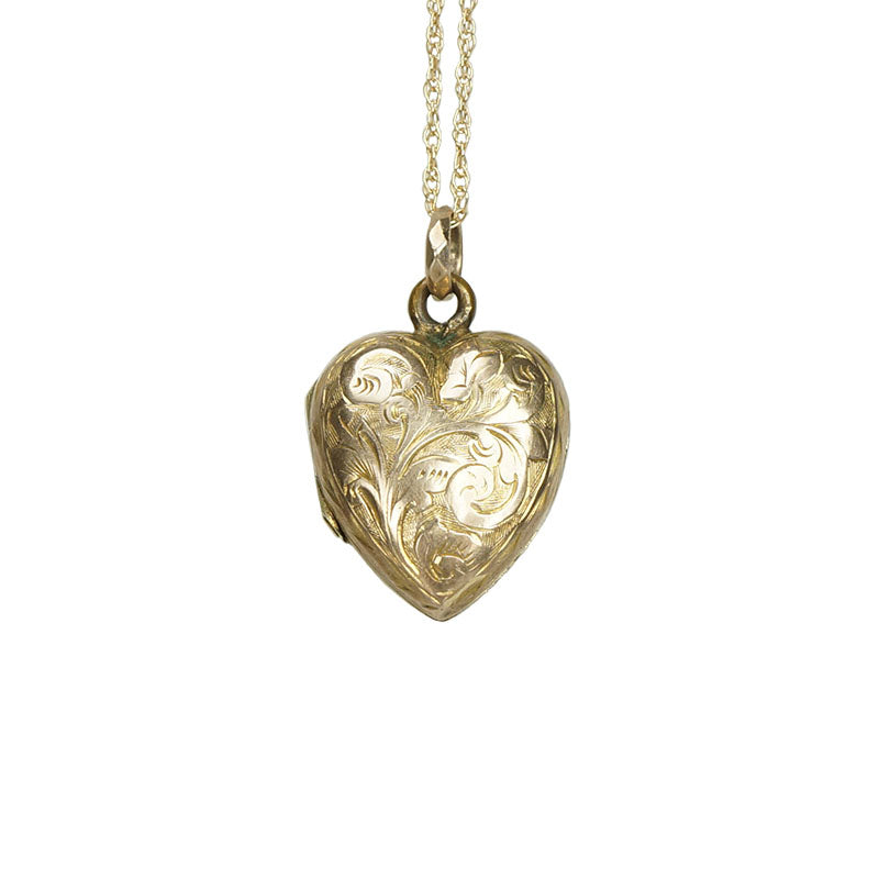 antique gold heart locket necklace