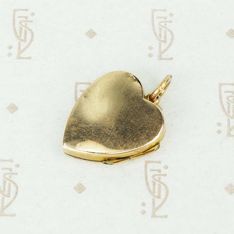 Antique Gold Heart Locket with Star Set Diamond