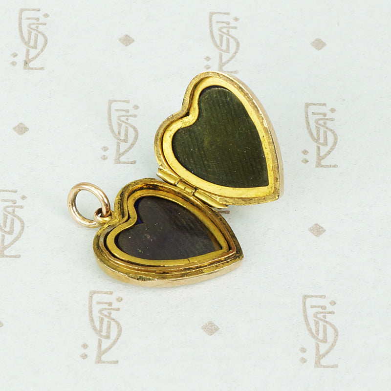 Antique Gold Heart Locket with Star Set Diamond