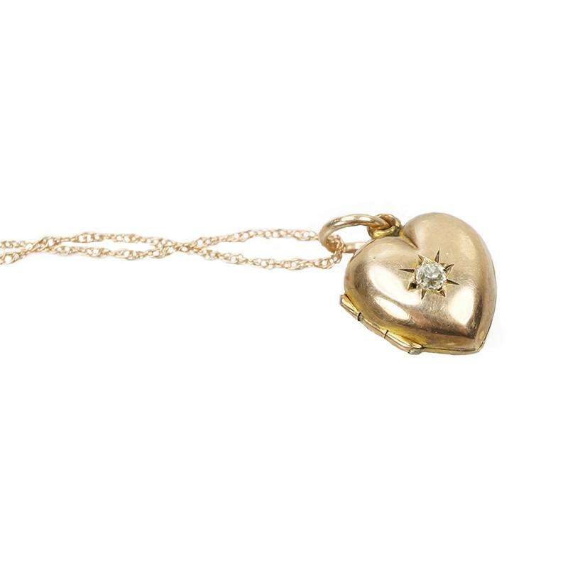 Perfect Rose Gold Puffy Heart Locket set with a Diamond