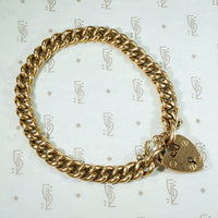curb link 15k gold heart padlock bracelet circa 1880