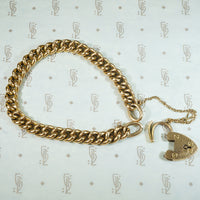 15k Gold Curb Link Bracelet with Heart Lock