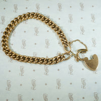 15k Gold Curb Link Bracelet with Heart Lock