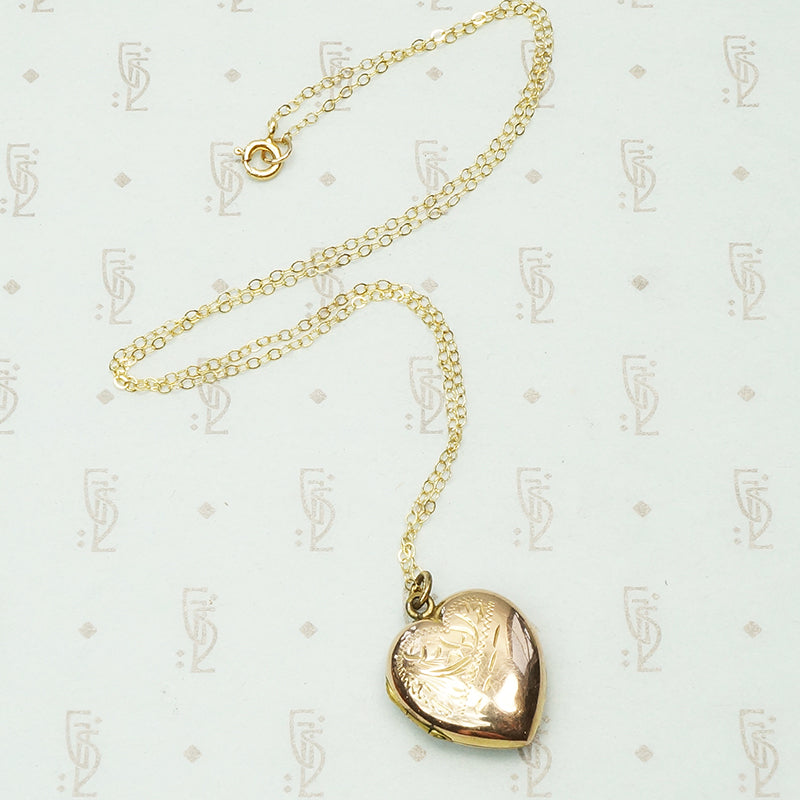 Puffy Vintage Rose Gold Heart Locket