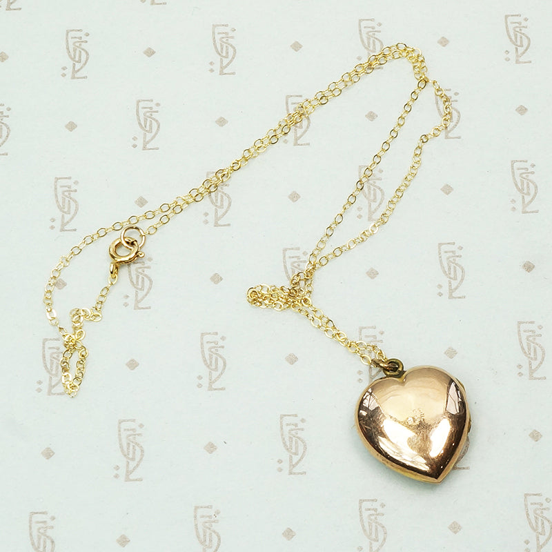 Puffy Vintage Rose Gold Heart Locket