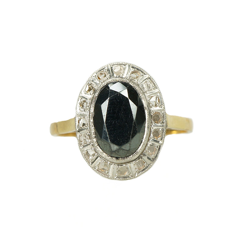 Rose Cut Diamonds and Hematite Ring - Gem Set Love