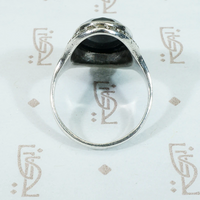 Icy Grey Glitter Hematite & Marcasite Silver Ring
