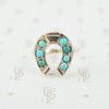 antique horseshoe ring set with turquoise