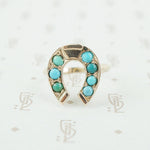 antique horseshoe ring set with turquoise