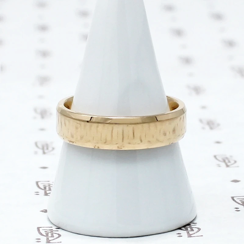 Beveled Edge Wedding Band made with Recycled Gold