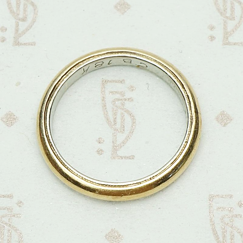 Milgrain 18k Two Tone Gold Band, top view.