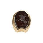 Gold Onyx Intaglio Ring in a Horseshoe shape