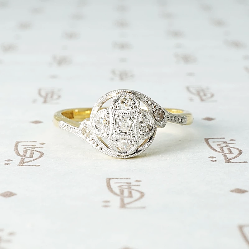 Art Deco Quatrefoil Diamond Cluster Ring