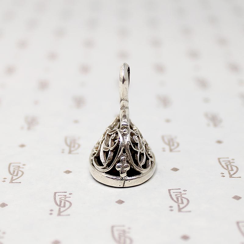 Airy Silver Filigree Fob with Smokey Quartz