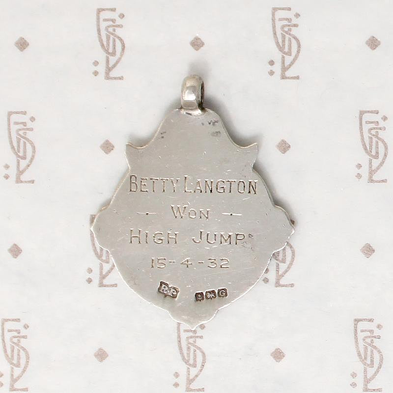 Betty's High Jump Medal English Sterling Fob