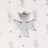 Maltese Cross Engraved Sterling Silver Medal Fob