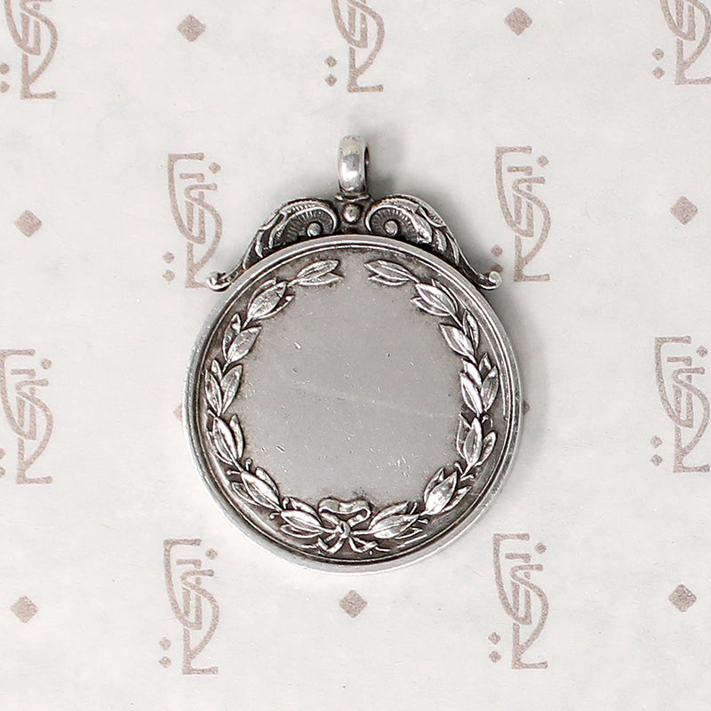 Crisp English Sterling Medal Fob with Laurel Wreath