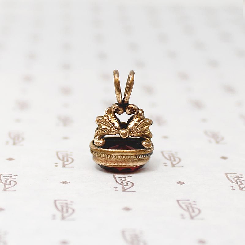 Petite Neoclassical Fob with Red Glass