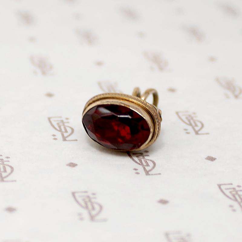 Petite Neoclassical Fob with Red Glass