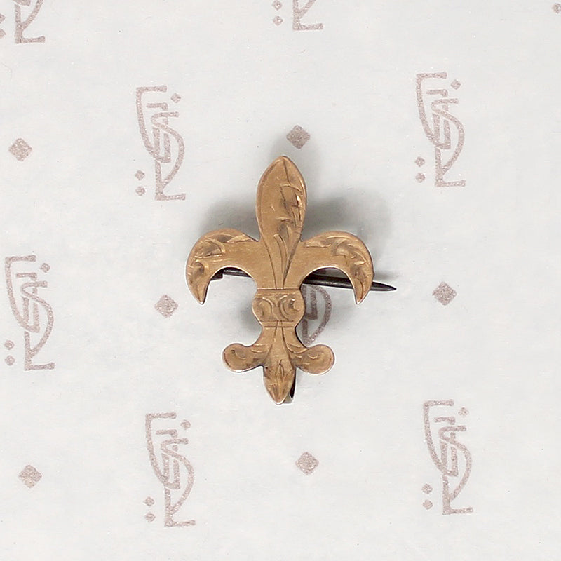 Engraved Fleur de Lis Chatelaine Pin by Shved & Cohen