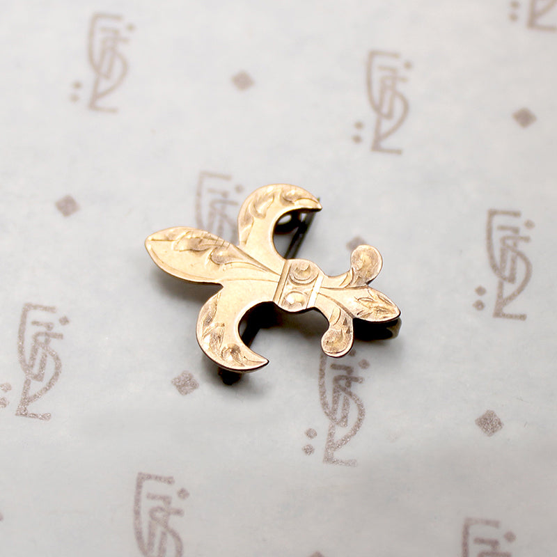 Engraved Fleur de Lis Chatelaine Pin by Shved & Cohen
