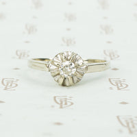 vintage white gold illusion head diamond engagement ring