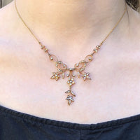 Edwardian Pearl Set Gold Leaf Necklace