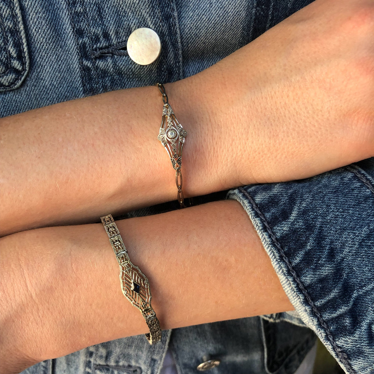 Vintage Belais White Gold Filigree Bracelet