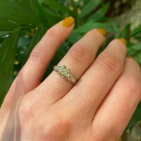 Exquisitely Engraved Art Deco Diamond Engagement Ring