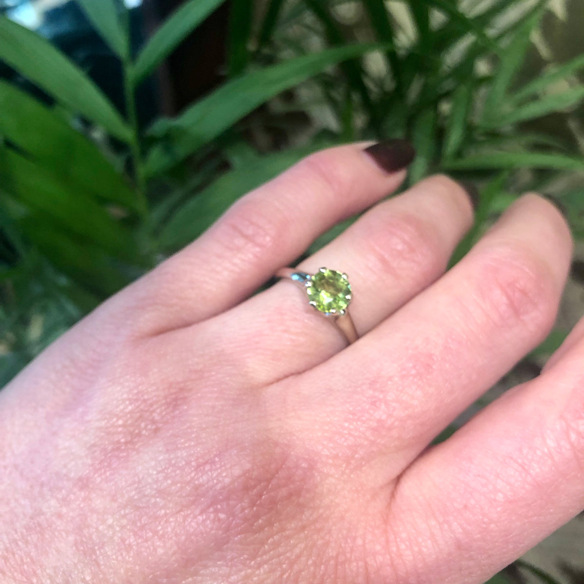 Recycled White Gold Peridot Solitaire