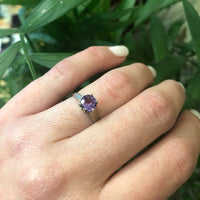 Otsby and Barton White Gold Amethyst Solitaire Ring