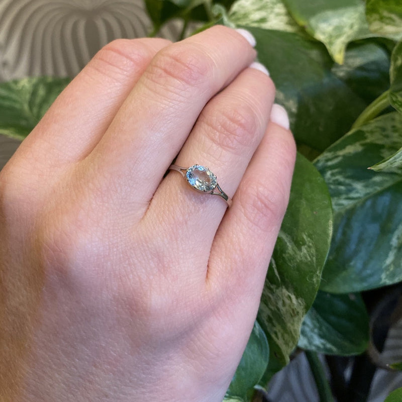 Recycled White Gold Vintage Aqua Ring