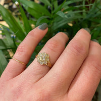 Victorian Old Mine Cut Diamond Cluster Ring