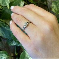 1930's White Gold Diamond and Sapphire Ring