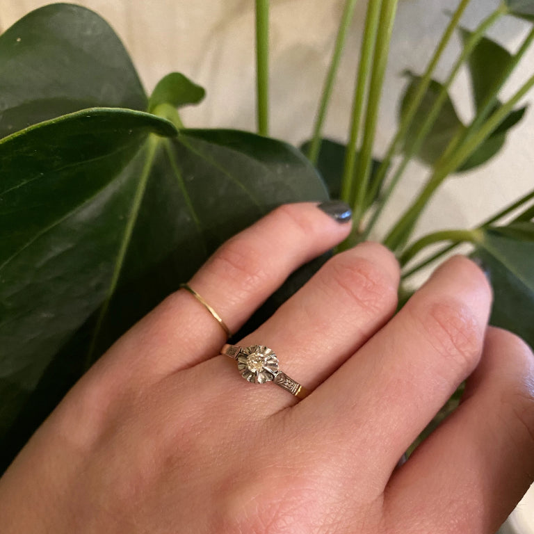 Edwardian Engagement Ring Platinum on 18k