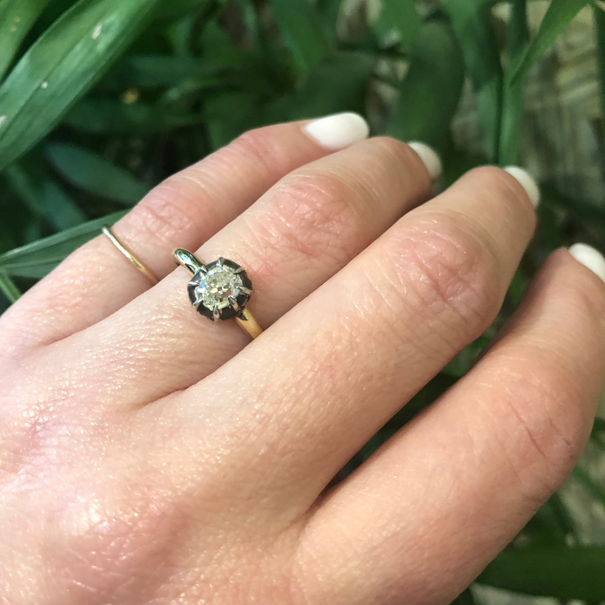 Old Mine Cushion Solitaire Engagement Ring